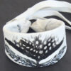 White & Black Feather Cuff with Leather Fringe - Image 3